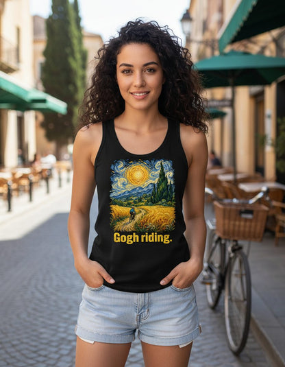 Gogh Riding art parody Tank Top Black lifestyle mockup