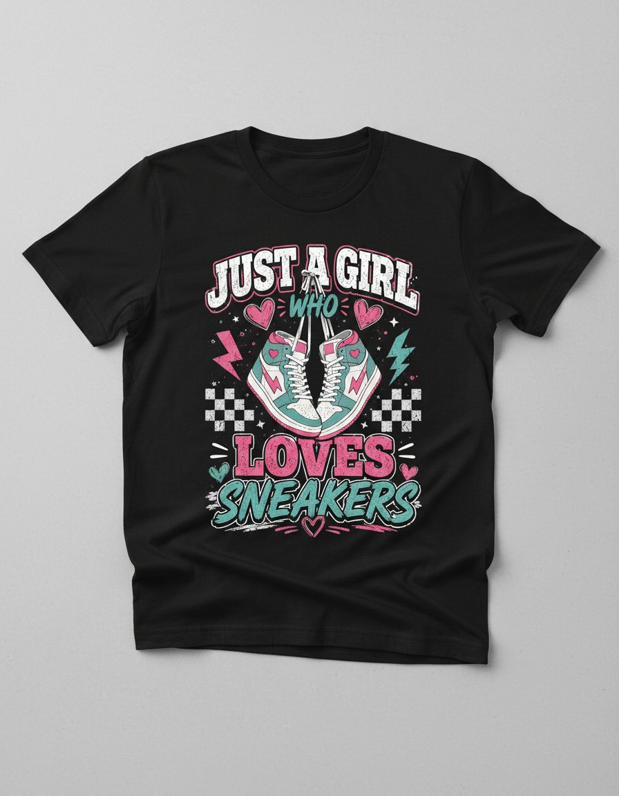Sneakers Retro Sneakerheads T-Shirt - product mockup - Black