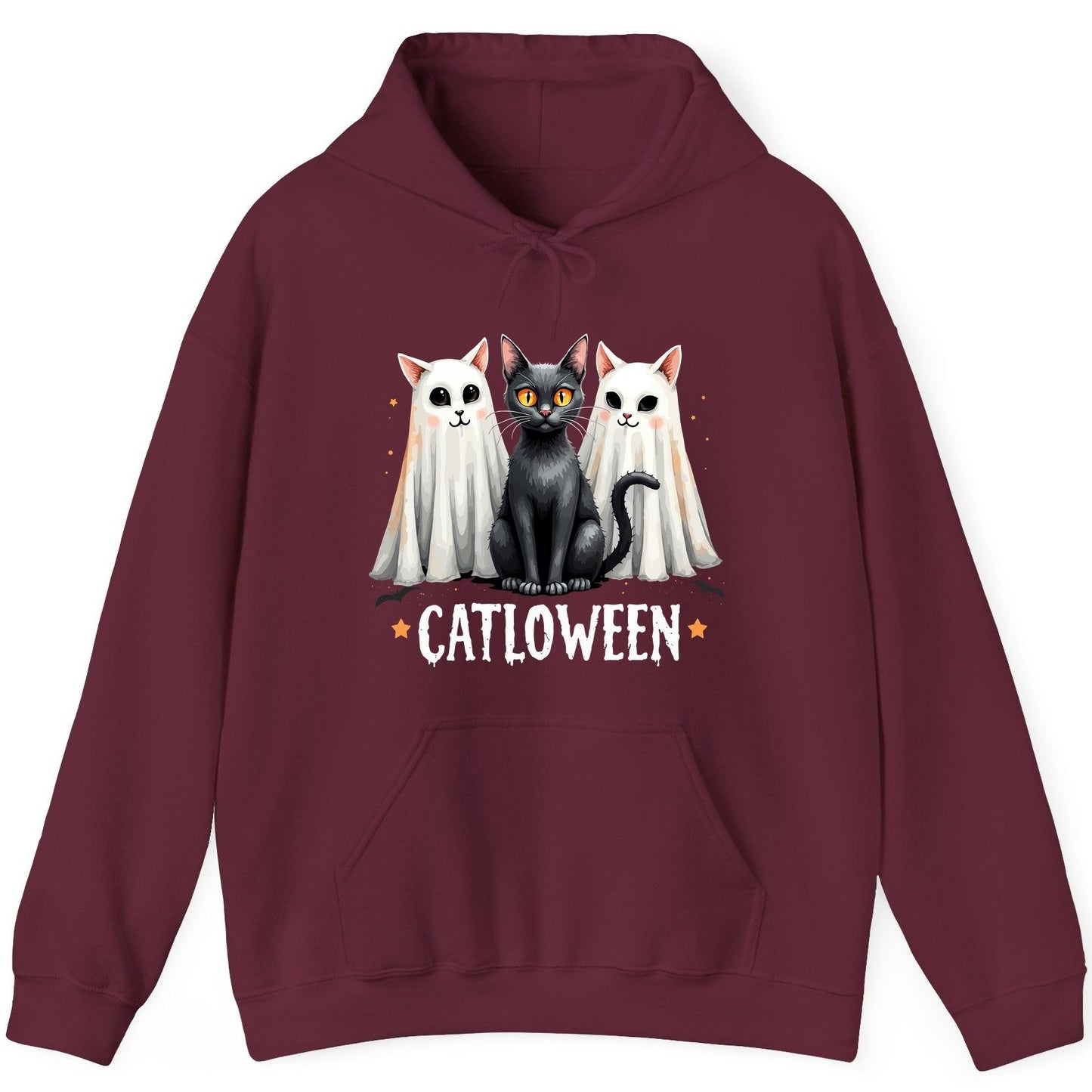 Catloween Halloween cats Hoodie Maroon product mockup