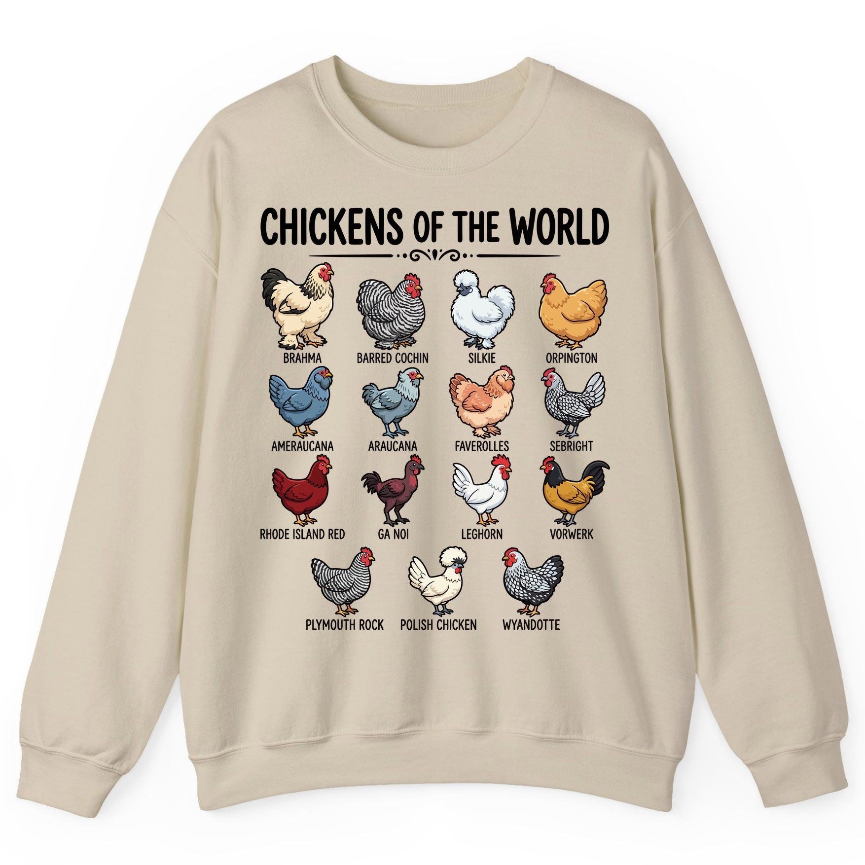 Breeds of the World, Brahma, Barred Cochin, Silkie, Orpington, Ameraucana, Araucana, Faverolles, Sebright, Rhode Island Red,