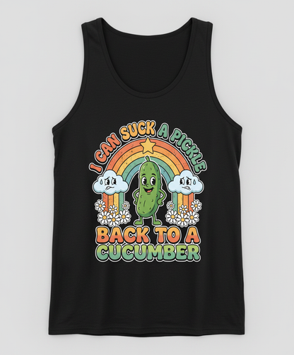 I Can Suck A Pickle Back To A Cucumber Funny Retro Design Tank Top - Black