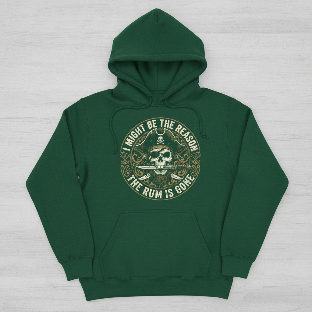 I Might Be The Reason The Rum Is Gone Pirate Skull Hoodie - Forest Green