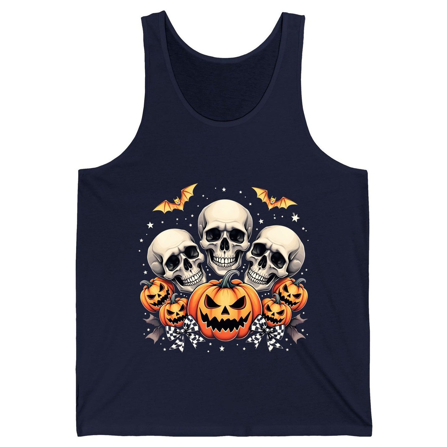 Skulls and Pumpkins Halloween Halloween Tank Top Navy product mockup