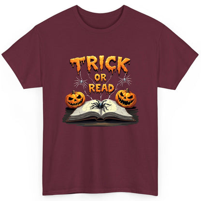 Trick or Read Halloween reading T-Shirt Maroon product mockup