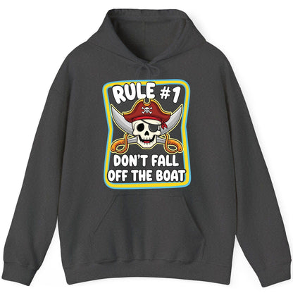 Rule 1 Don't Fall Off the Boat pirate Hoodie Dark Heather product mockup