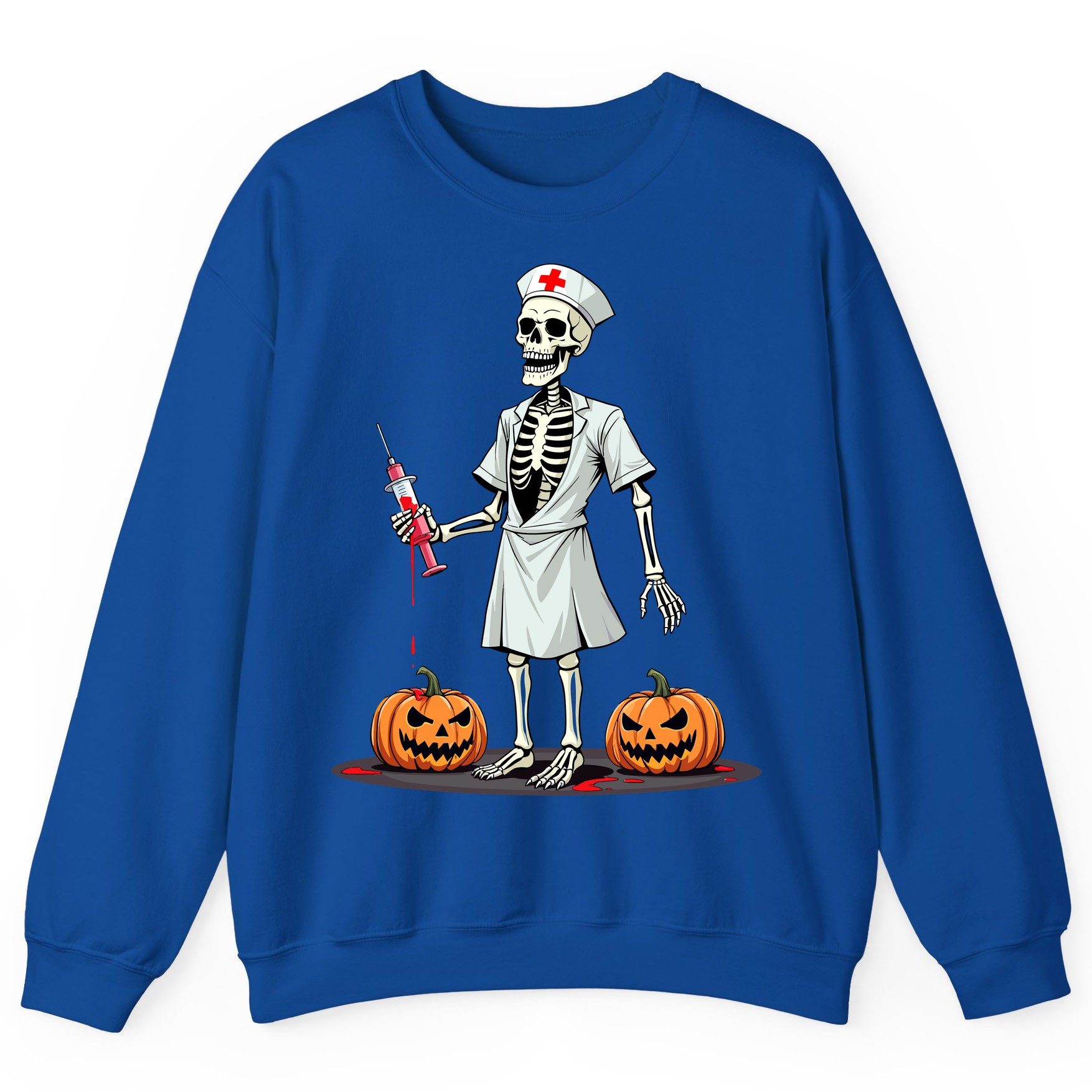 Spooky Skeleton Nurse Halloween skeleton nurse Sweatshirt Royal product mockup