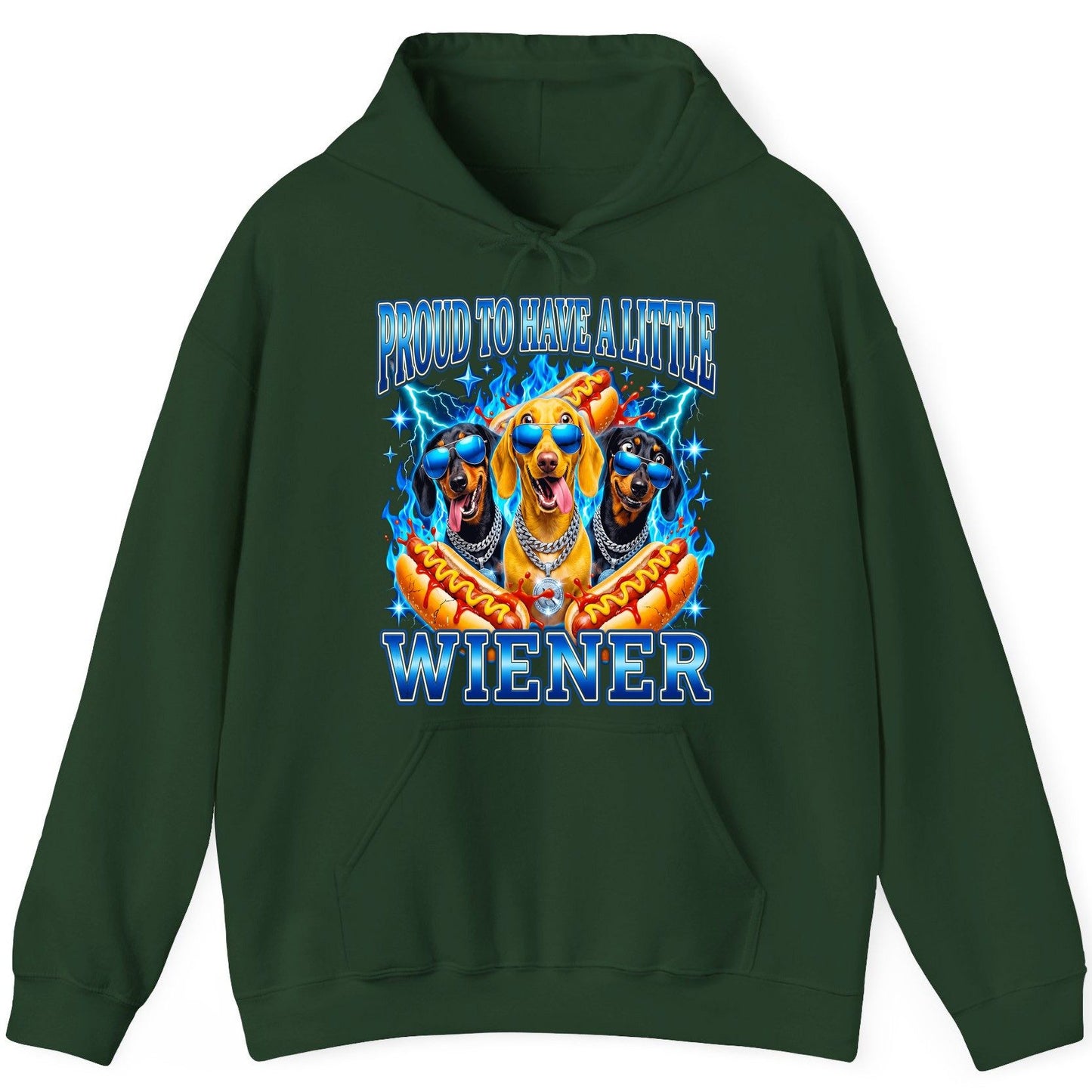 Proud to Have a Little Wiener dachshund dogs Hoodie Forest Green product mockup