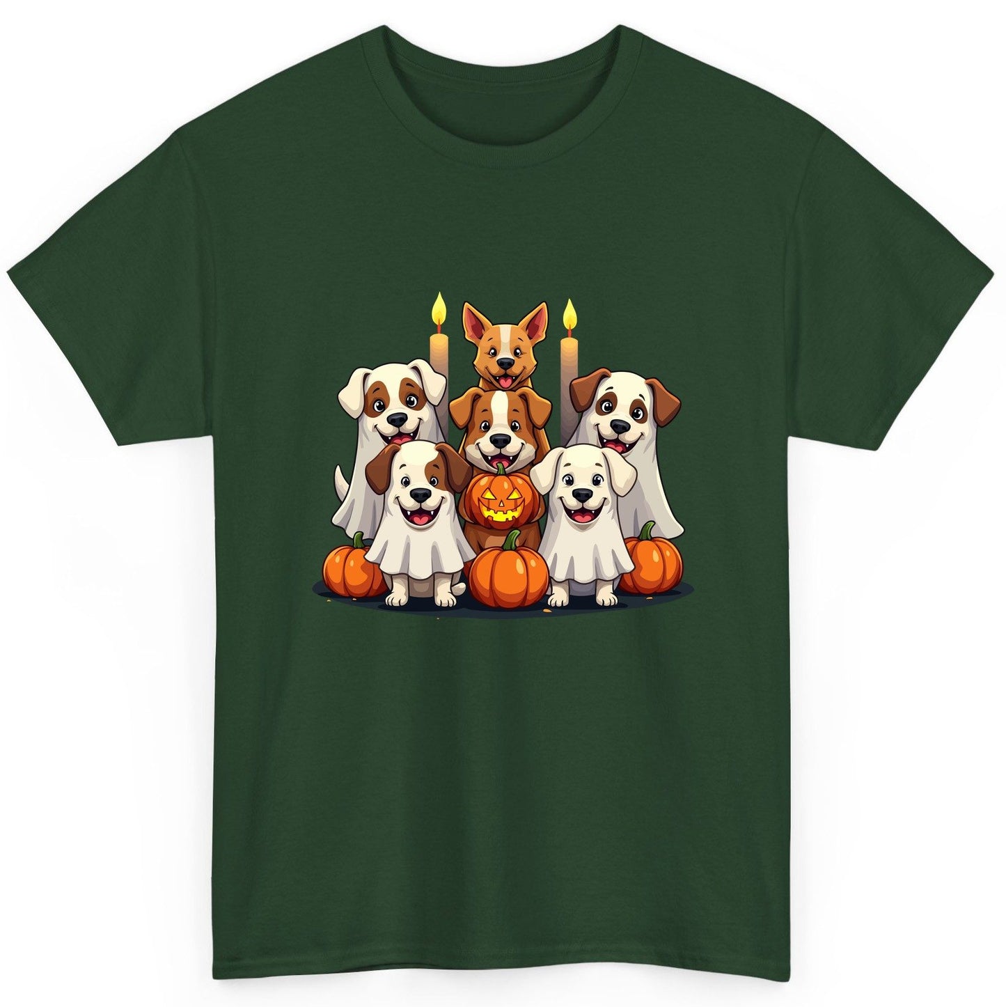 Cute Ghost Dogs Halloween Halloween dogs T-Shirt Forest Green product mockup