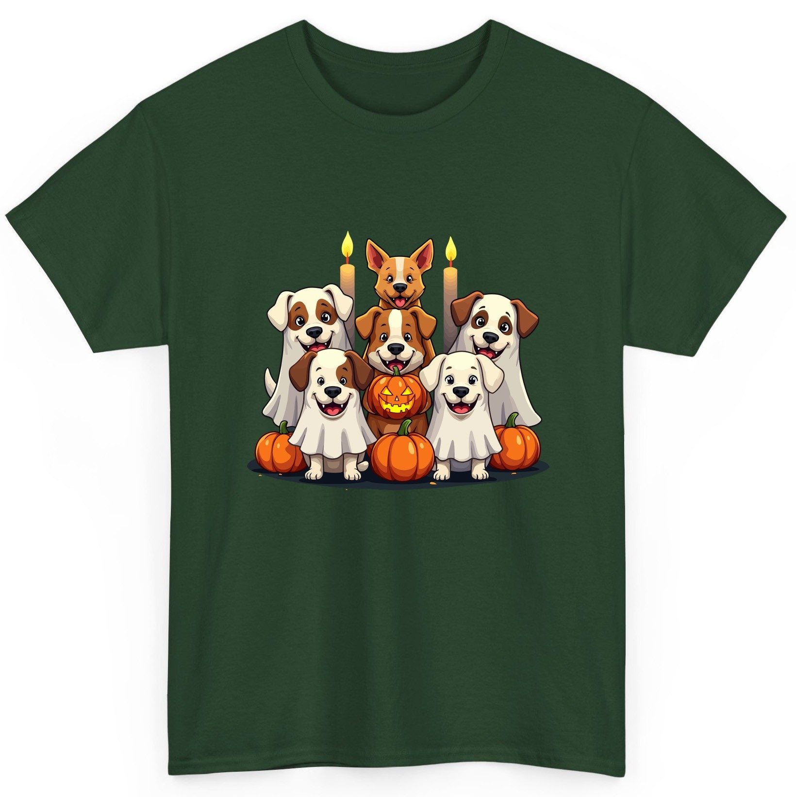 Cute Ghost Dogs Halloween Halloween dogs T-Shirt Forest Green product mockup