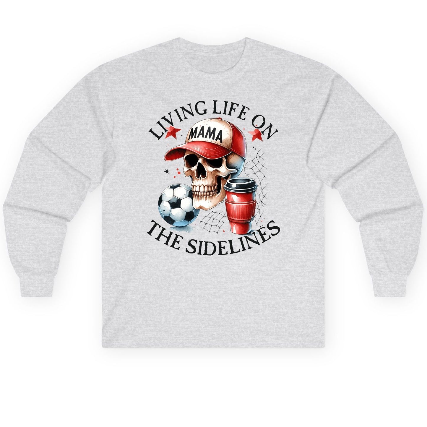 Living Life on the Sidelines soccer mom Long Sleeve Tee Ash product mockup