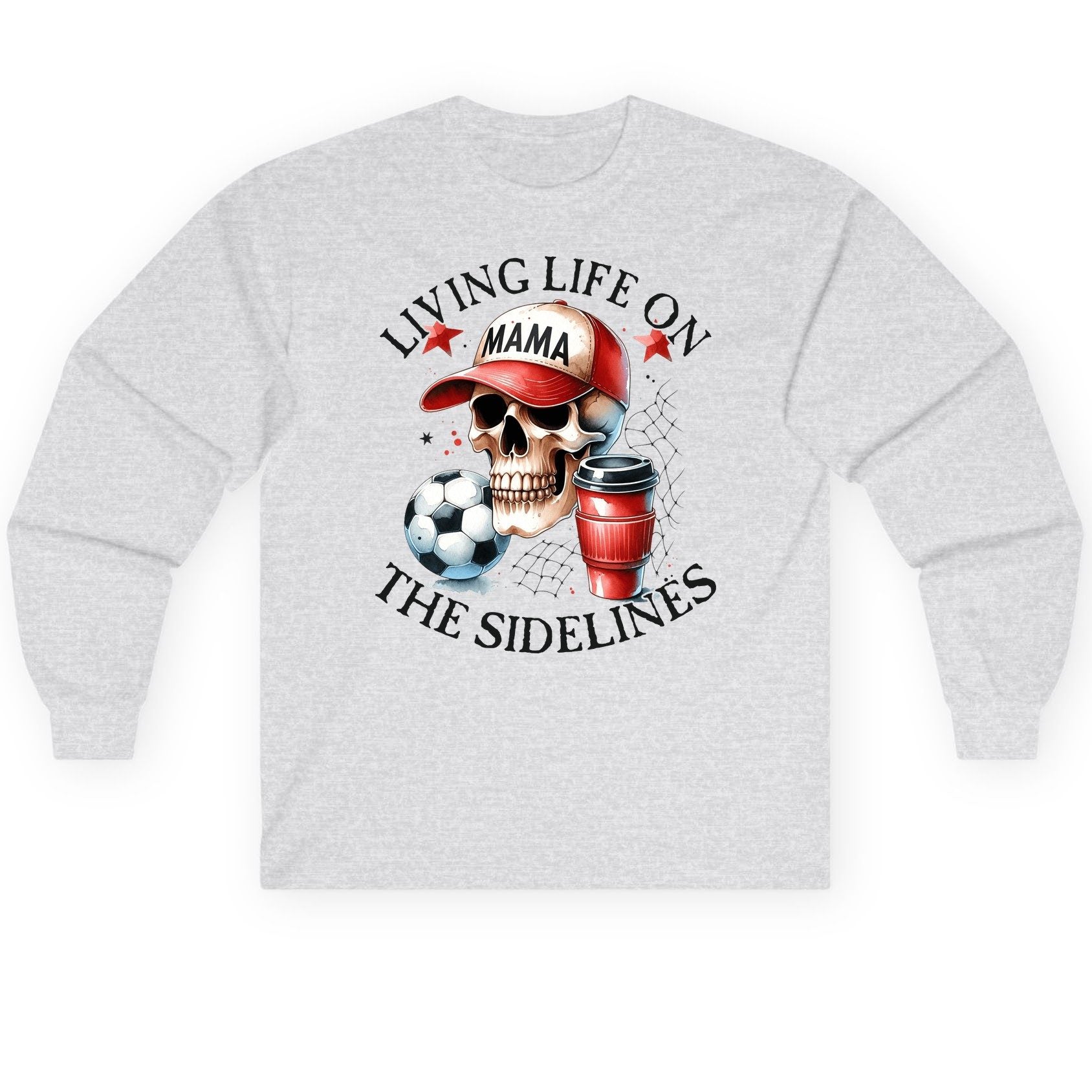 Living Life on the Sidelines soccer mom Long Sleeve Tee Ash product mockup