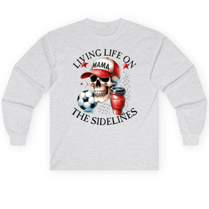 Living Life on the Sidelines soccer mom Long Sleeve Tee Ash product mockup