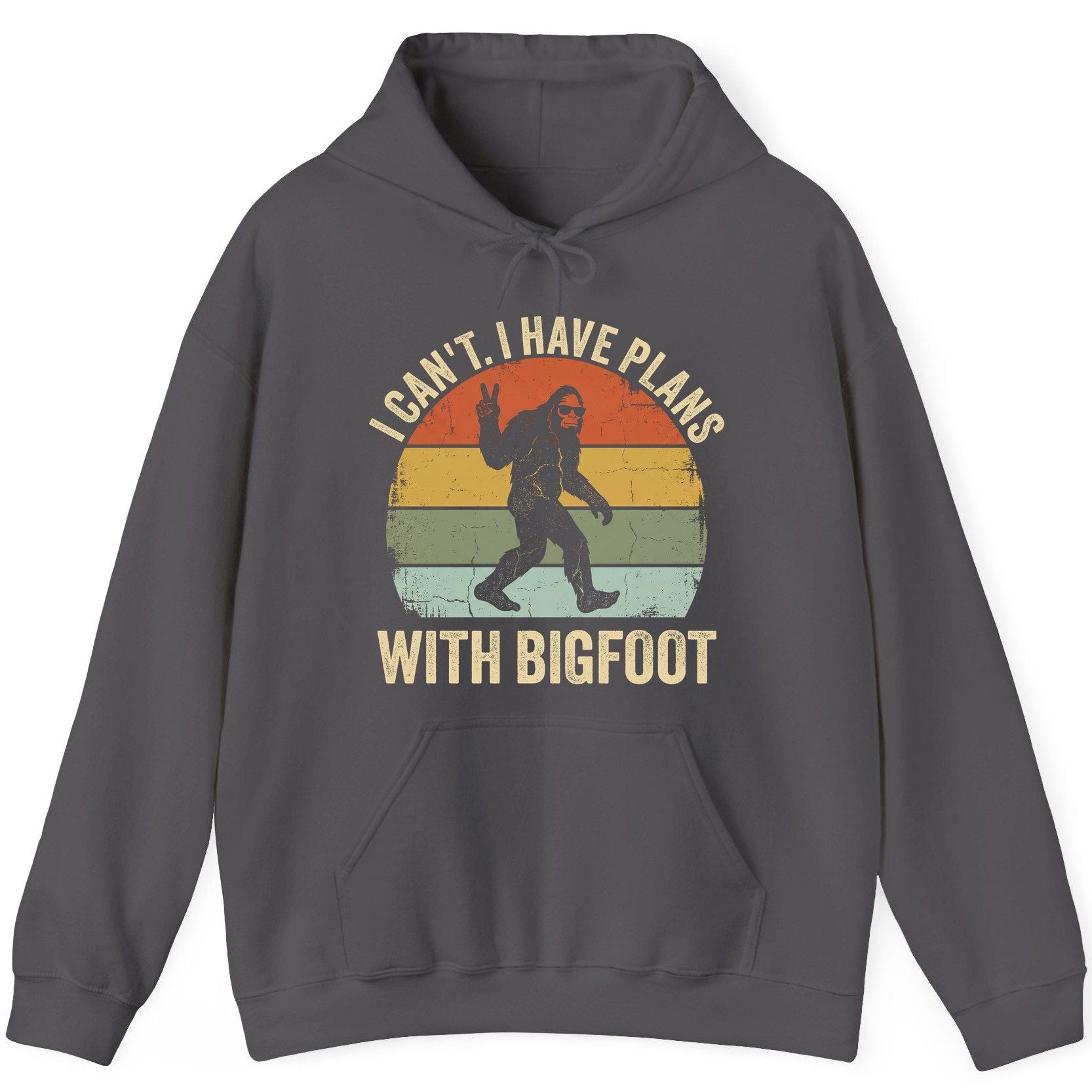 I Can't I Have Plans with Bigfoot bigfoot Hoodie Charcoal product mockup