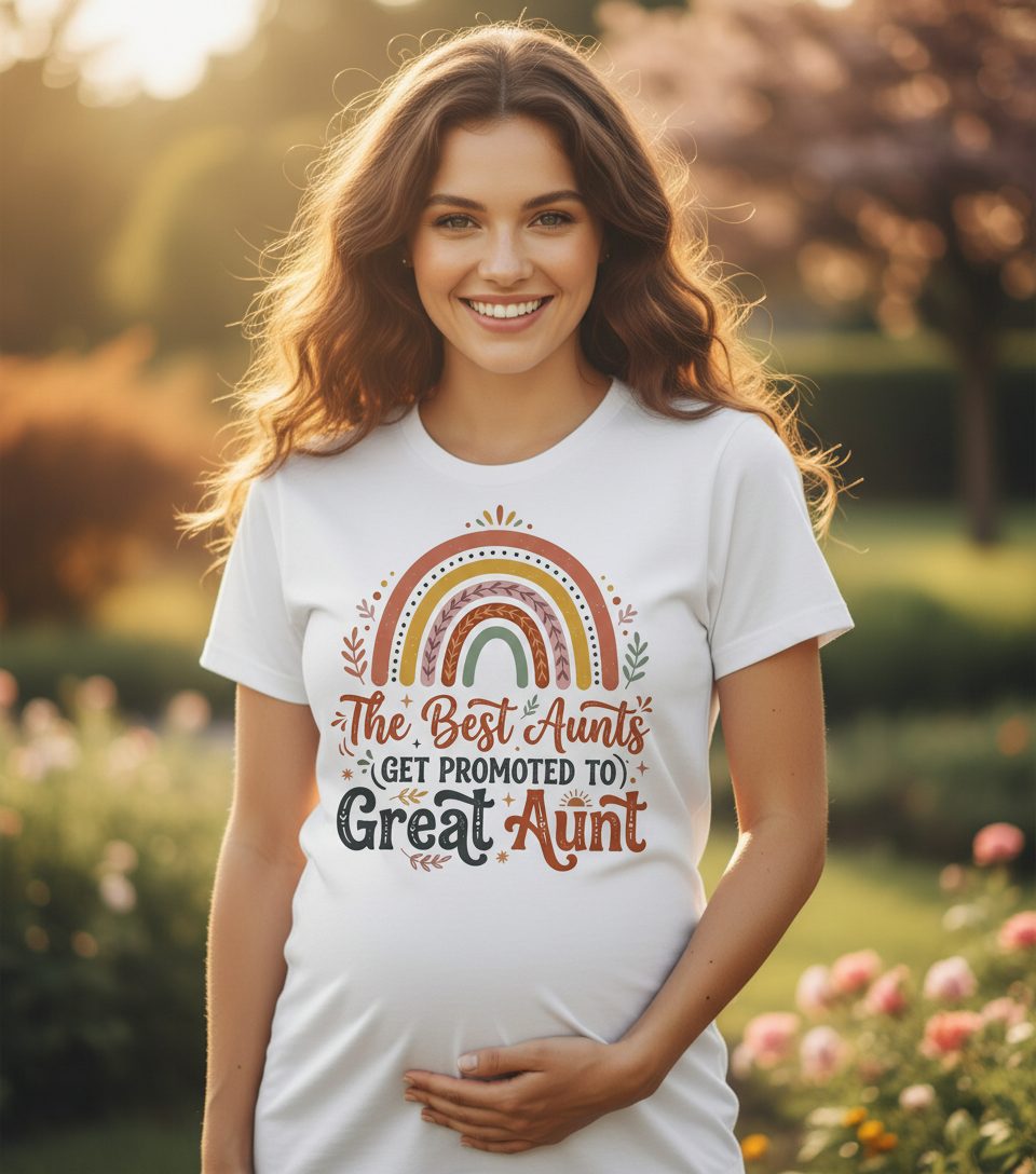 The Best Aunts GET Promoted TO Great Aunt T-Shirt - lifestyle model mockup - White