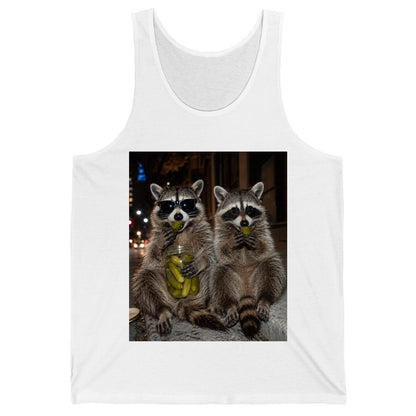 Raccoons Eating Pickles Funny Animal Lovers Tank Top - product mockup - White