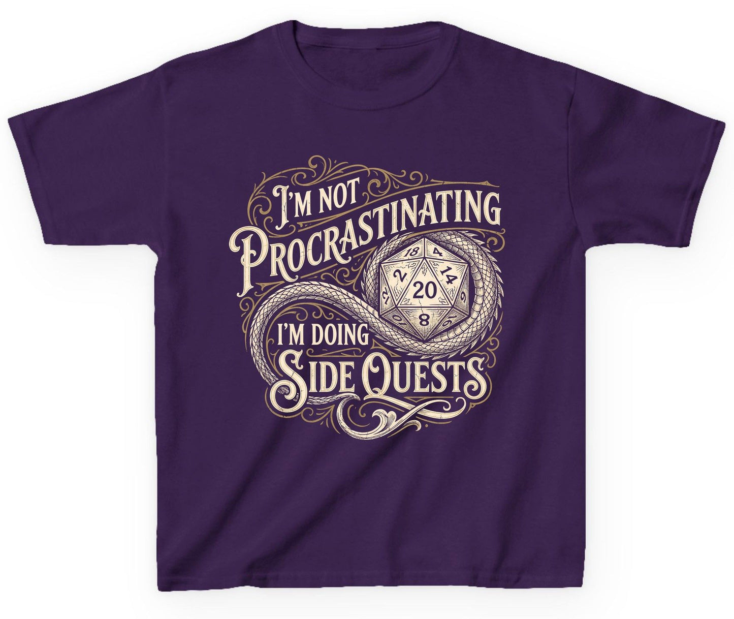 I'm Not Procrastinating I'm Doing Side Quests rpg gaming Youth T-Shirt Purple product mockup
