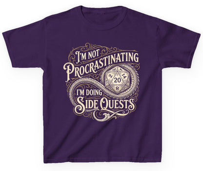 I'm Not Procrastinating I'm Doing Side Quests rpg gaming Youth T-Shirt Purple product mockup