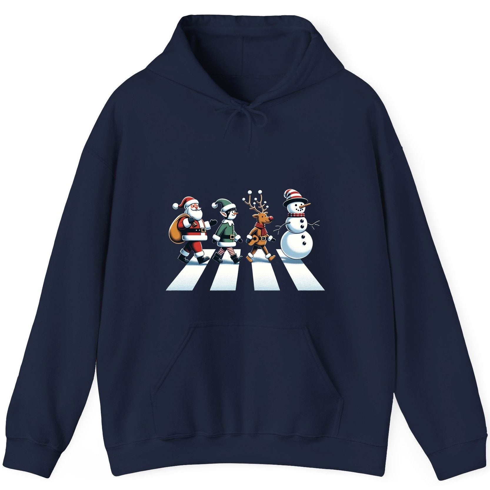 Christmas Abbey Road Parody Christmas abbey road parody Hoodie Navy product mockup