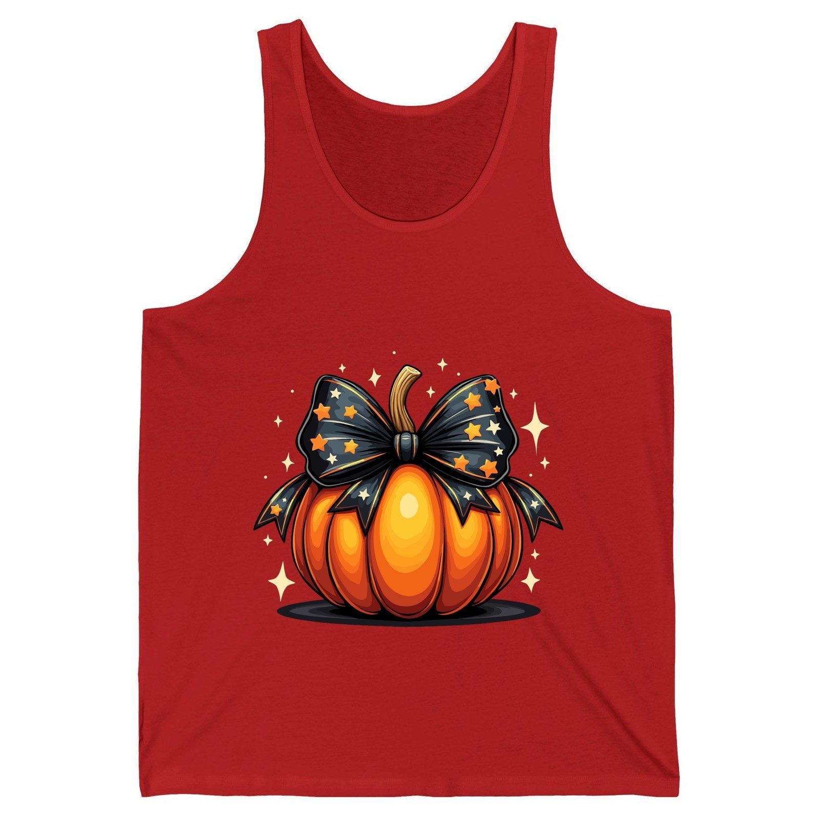 Starry Bow Pumpkin Halloween pumpkin Tank Top Red product mockup