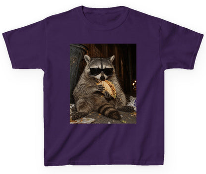 Raccoon Eating Taco Funny Animal Lovers Youth T-Shirt - product mockup - Purple