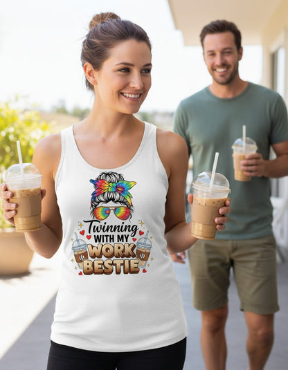 Twinning with My Work Bestie work bestie Tank Top White lifestyle mockup