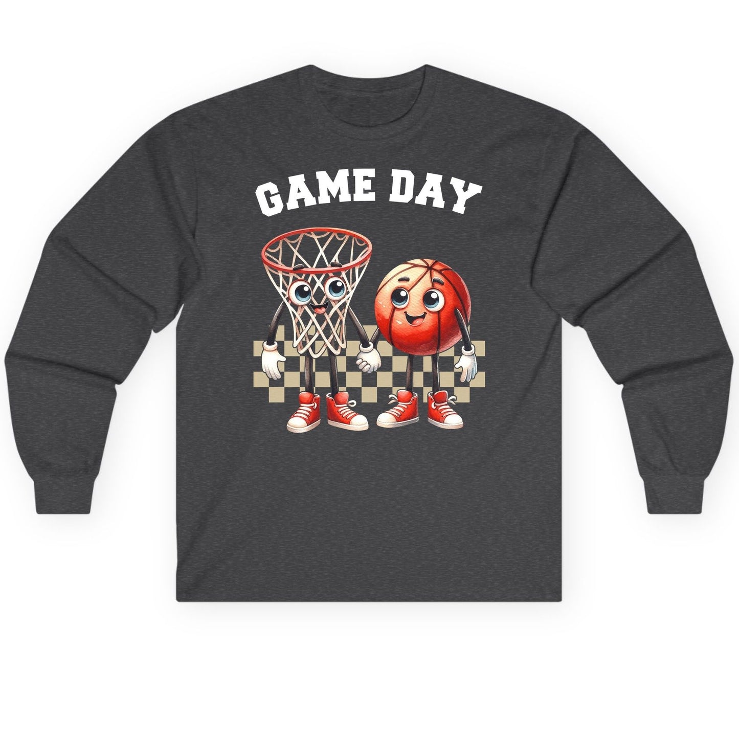 Game Day basketball Long Sleeve Tee Dark Heather product mockup