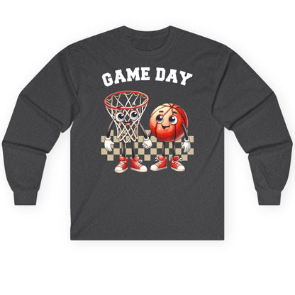 Game Day basketball Long Sleeve Tee Dark Heather product mockup