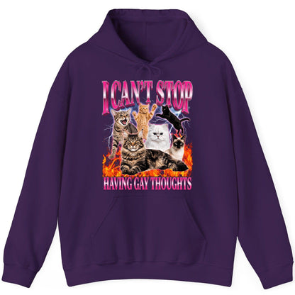 I Can't Stop Having Gay Thoughts cats Hoodie Purple product mockup