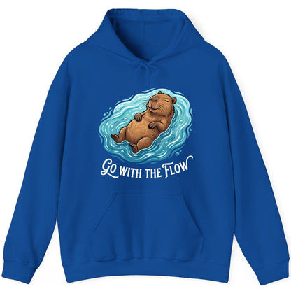 Go WITH THE Flow Funny Capybara Hoodie - product mockup - Royal