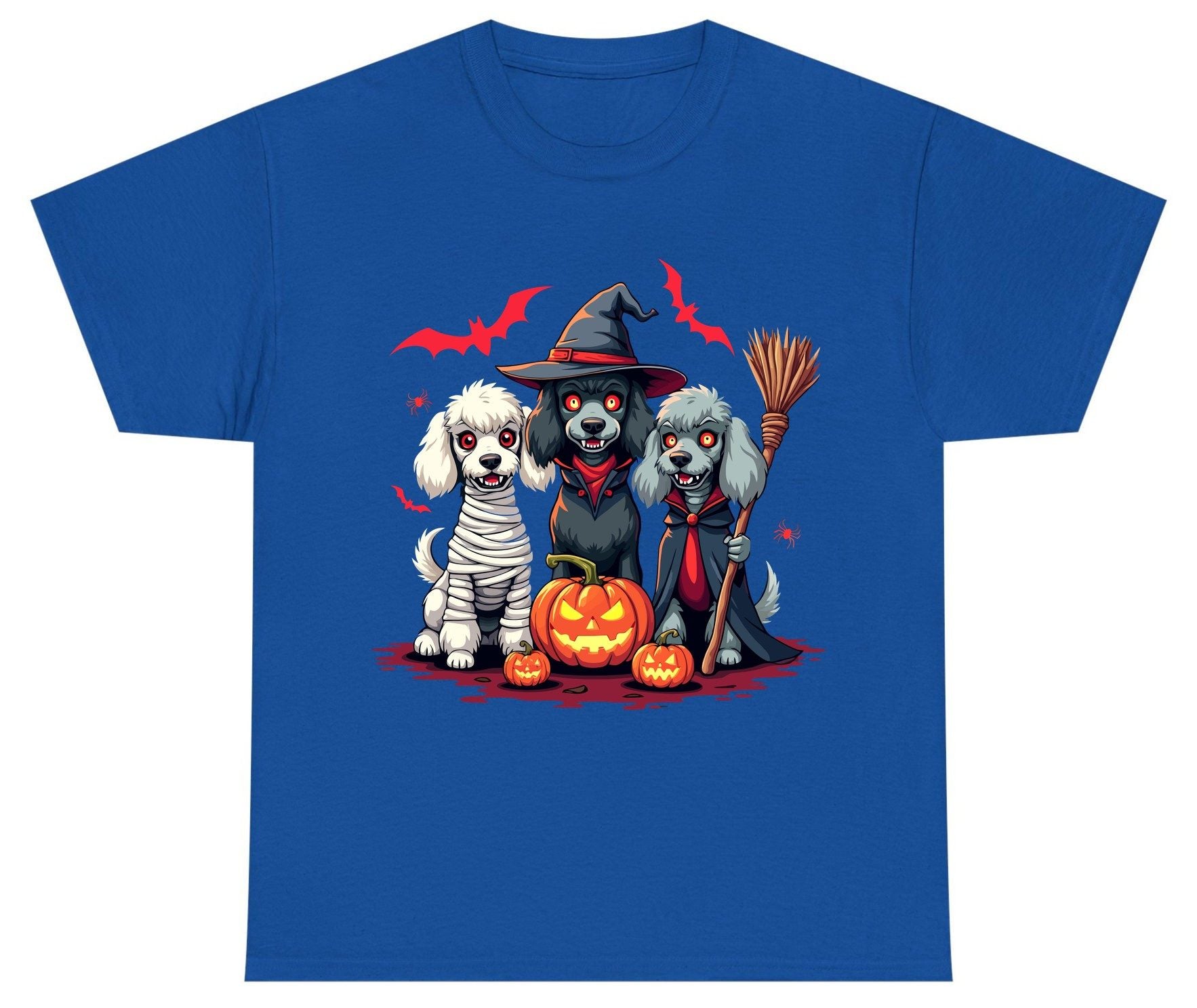 Spooky Poodle Trio Halloween dogs Youth T-Shirt Royal product mockup