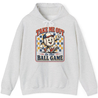 Take Me Out to the Ball Game Retro Baseball Hoodie - product mockup - Ash