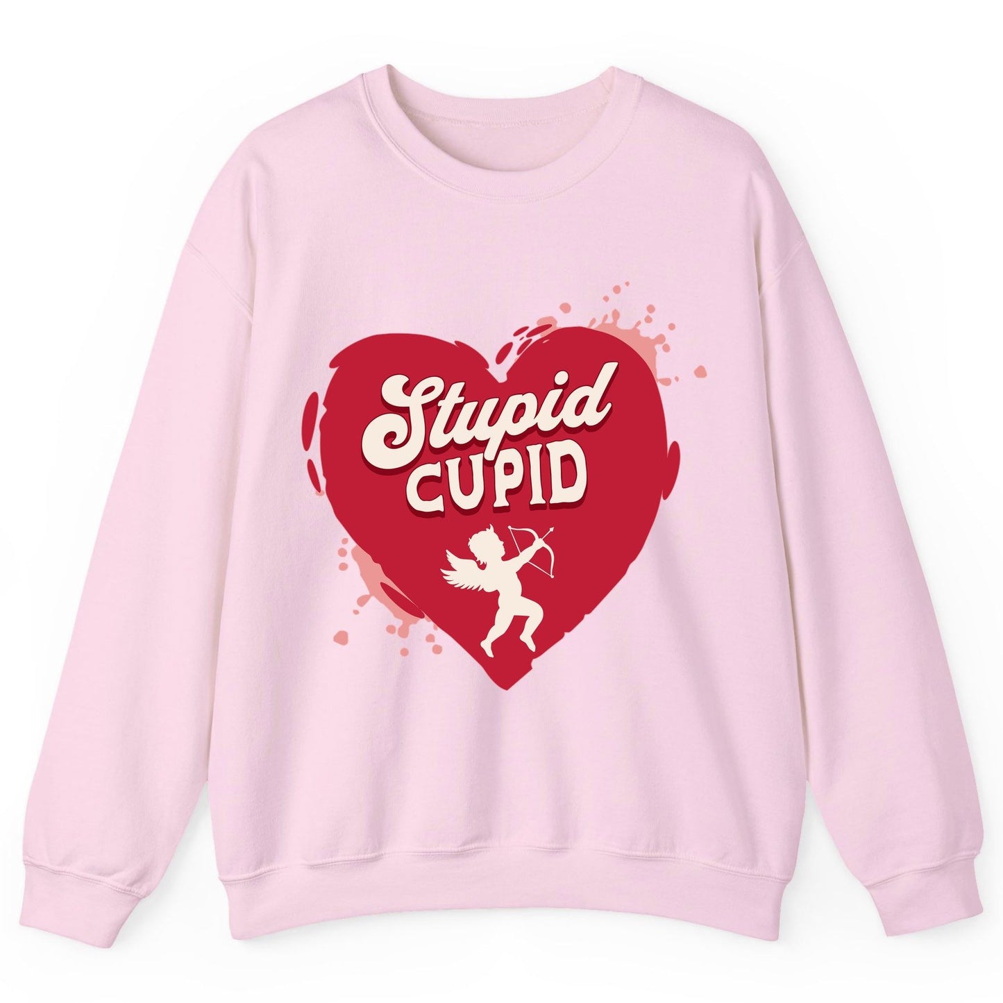 Stupid Cupid anti-Valentine's Day Sweatshirt Light Pink product mockup