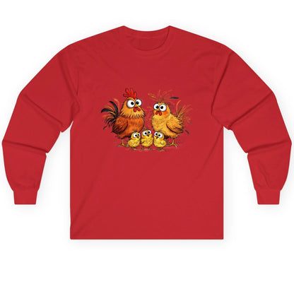 Funny Chicken Family chicken family Long Sleeve Tee Red product mockup