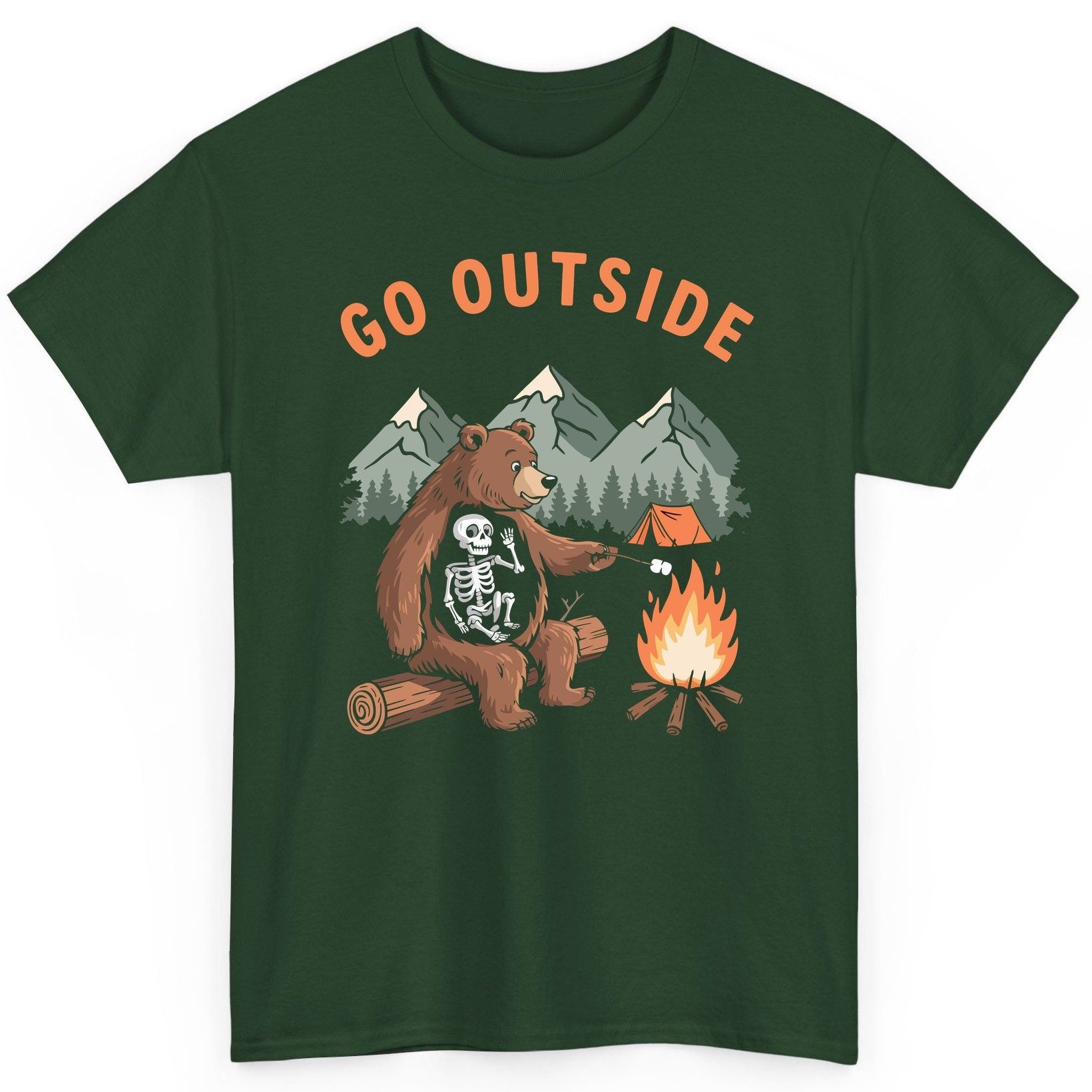 Go Outside funny bear T-Shirt Forest Green product mockup