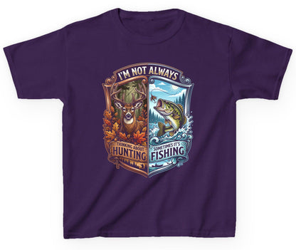 I'm Not Always Thinking About Hunting Sometimes It's Fishing hunting and fishing Youth T-Shirt Purple product mockup