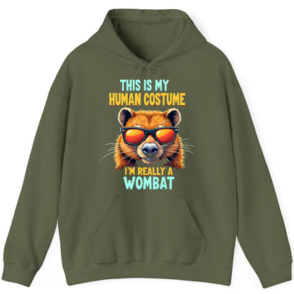 This Is My Human Costume I'm Really a Wombat wombat Hoodie Military Green product mockup