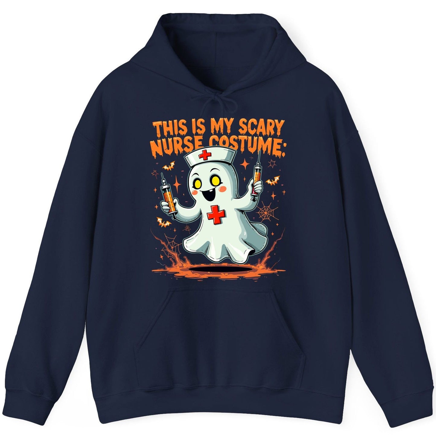 This Is My Scary Nurse Costume ghost nurse Hoodie Navy product mockup