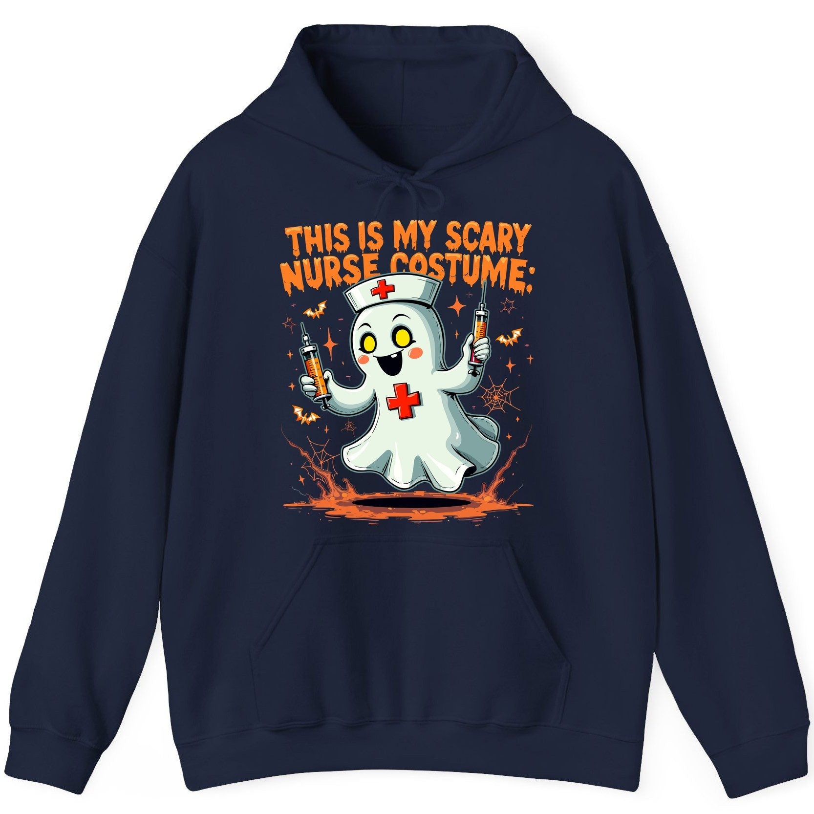 This Is My Scary Nurse Costume ghost nurse Hoodie Navy product mockup