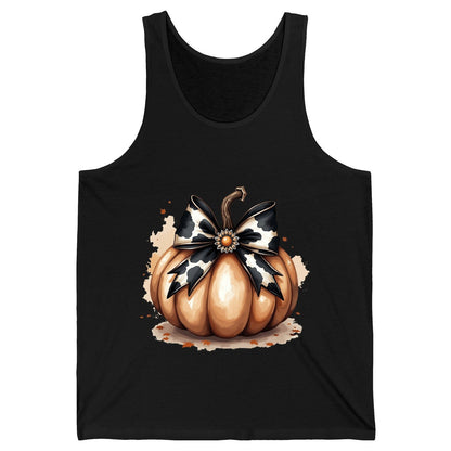 Cow Print Bow Pumpkin pumpkin Tank Top Black product mockup