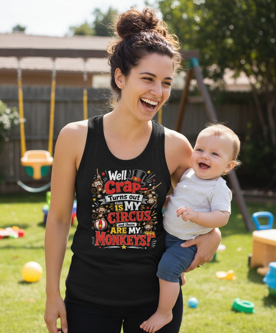 Well Crap Turns Out This IS MY CIRCUS and Those ARE MY Tank Top - lifestyle model mockup - Black