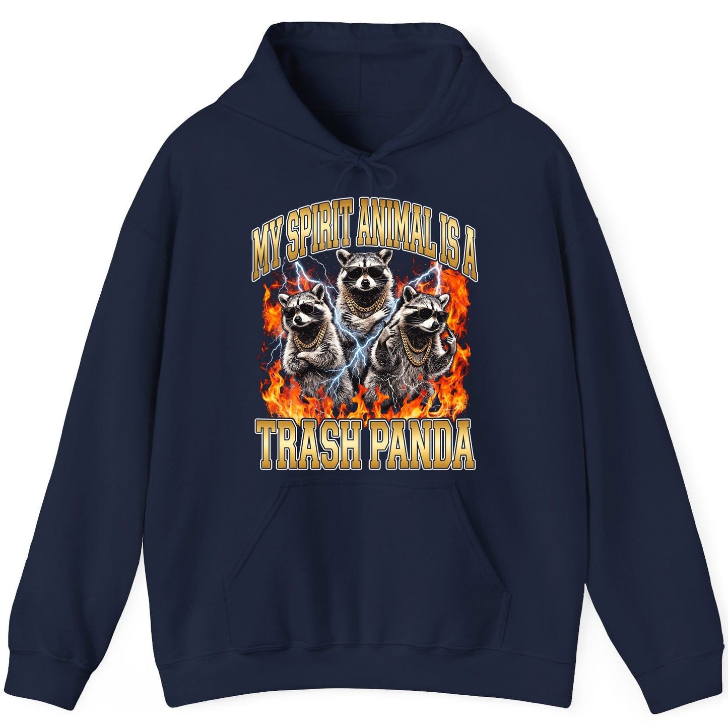My Spirit Animal Is a Trash Panda raccoon Hoodie Navy product mockup