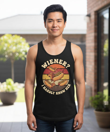 Wiener I Hardly Know Her dachshund Tank Top Black lifestyle mockup