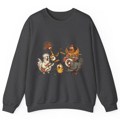 Chicken Rock Band chicken rock band Sweatshirt Dark Heather product mockup