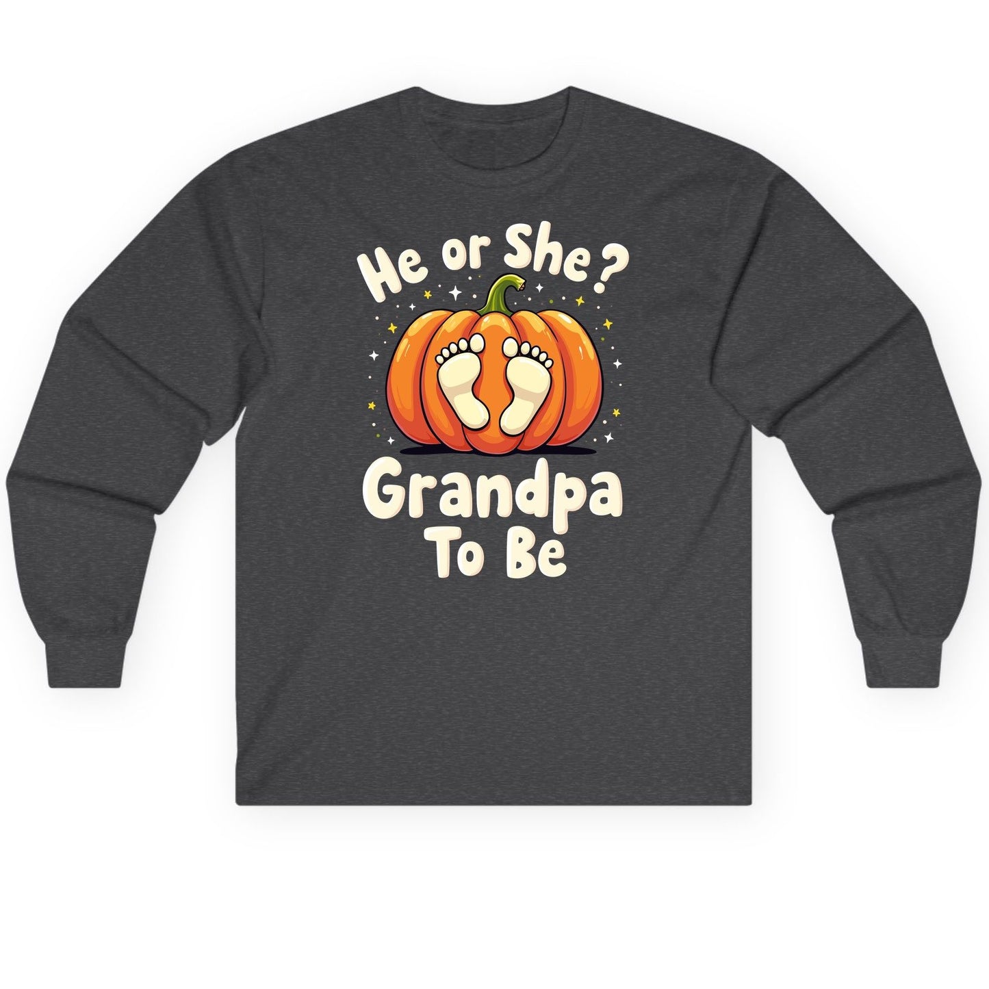 He or She Grandpa to Be gender reveal Long Sleeve Tee Dark Heather product mockup