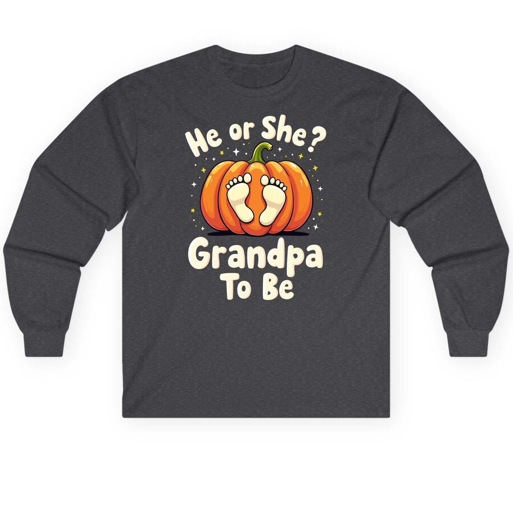 He or She Grandpa to Be gender reveal Long Sleeve Tee Dark Heather product mockup
