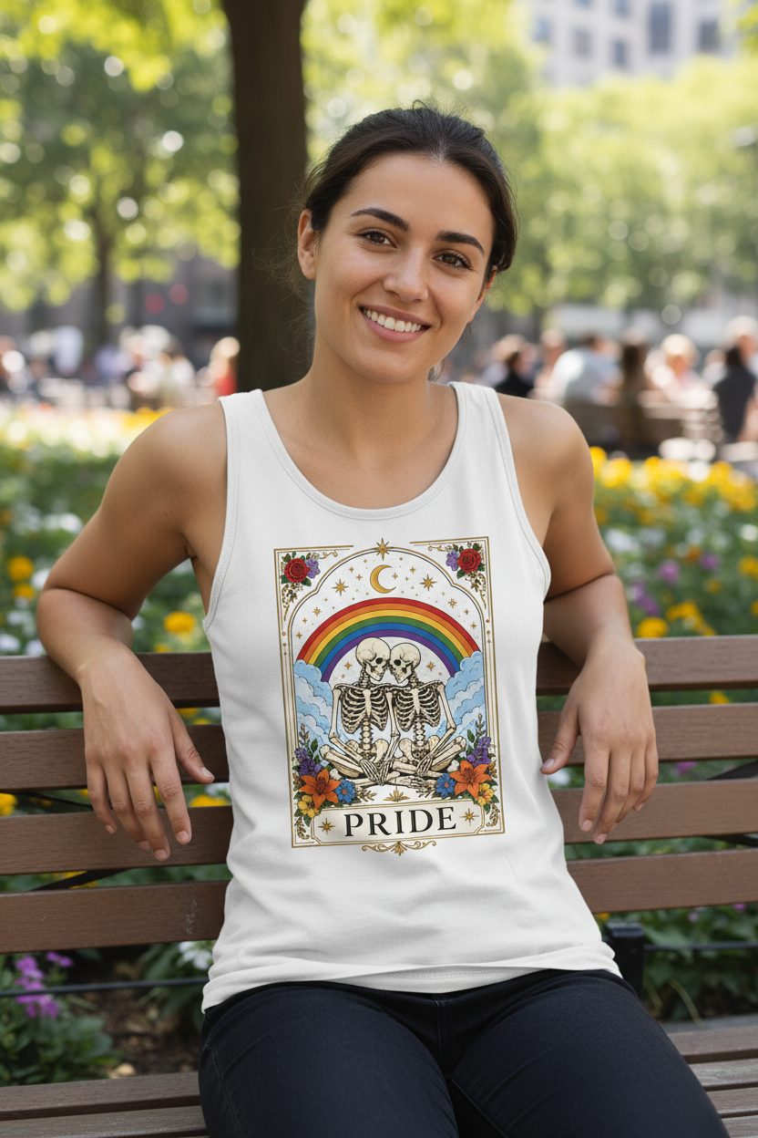 Pride Lgbtq Tank Top - lifestyle model mockup - White