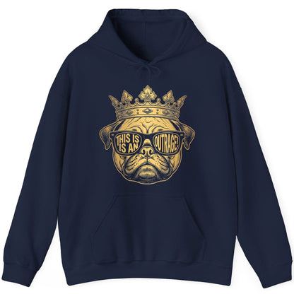 This Is An Outrage! Pug Hoodie Navy product mockup