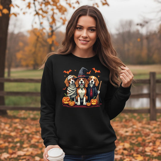 Halloween Beagles Costume beagles in Halloween costumes Sweatshirt Black lifestyle mockup