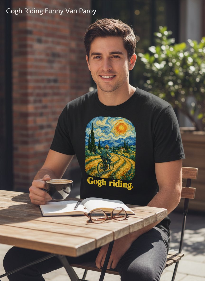 Gogh Riding van gogh parody T-Shirt Black lifestyle mockup