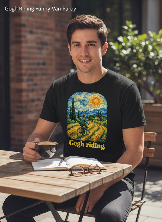 Gogh Riding van gogh parody T-Shirt Black lifestyle mockup
